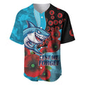 Cronulla-Sutherland Sharks ANZAC Personalised Baseball Jersey Lest We Forget Poppy Camo