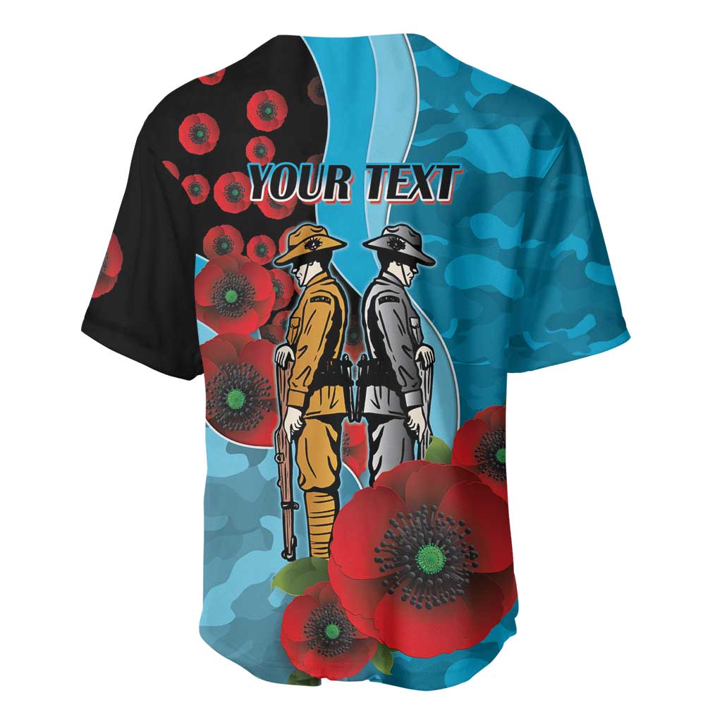 Cronulla-Sutherland Sharks ANZAC Personalised Baseball Jersey Lest We Forget Poppy Camo