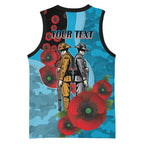 Cronulla-Sutherland Sharks ANZAC Personalised Basketball Jersey Lest We Forget Poppy Camo