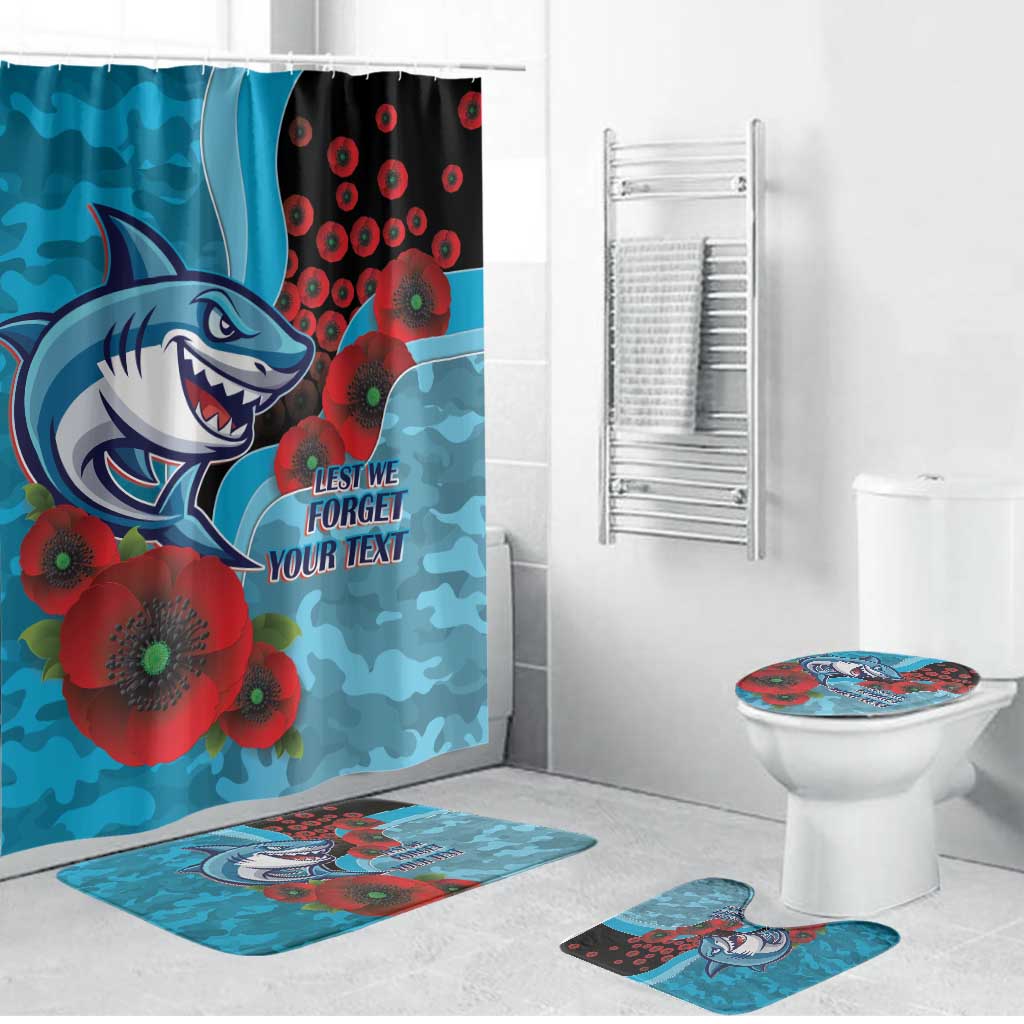 Cronulla-Sutherland Sharks ANZAC Personalised Bathroom Set Lest We Forget Poppy Camo