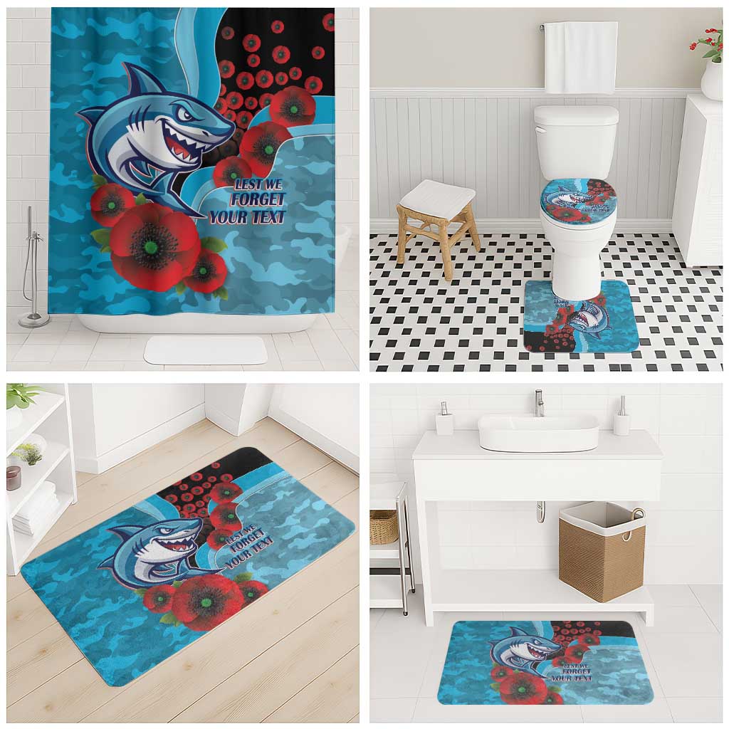 Cronulla-Sutherland Sharks ANZAC Personalised Bathroom Set Lest We Forget Poppy Camo