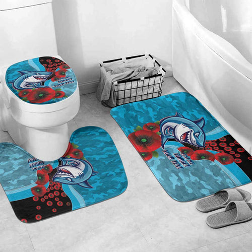 Cronulla-Sutherland Sharks ANZAC Personalised Bathroom Set Lest We Forget Poppy Camo