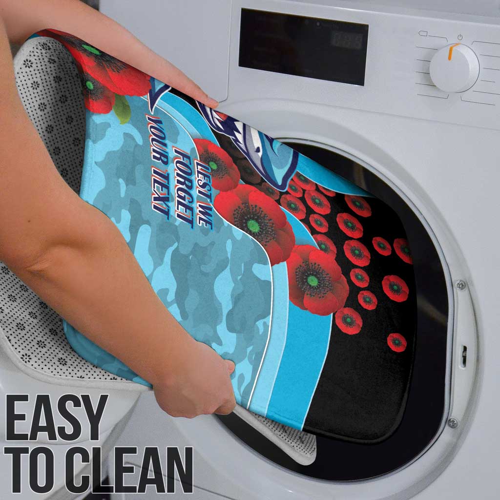 Cronulla-Sutherland Sharks ANZAC Personalised Bathroom Set Lest We Forget Poppy Camo