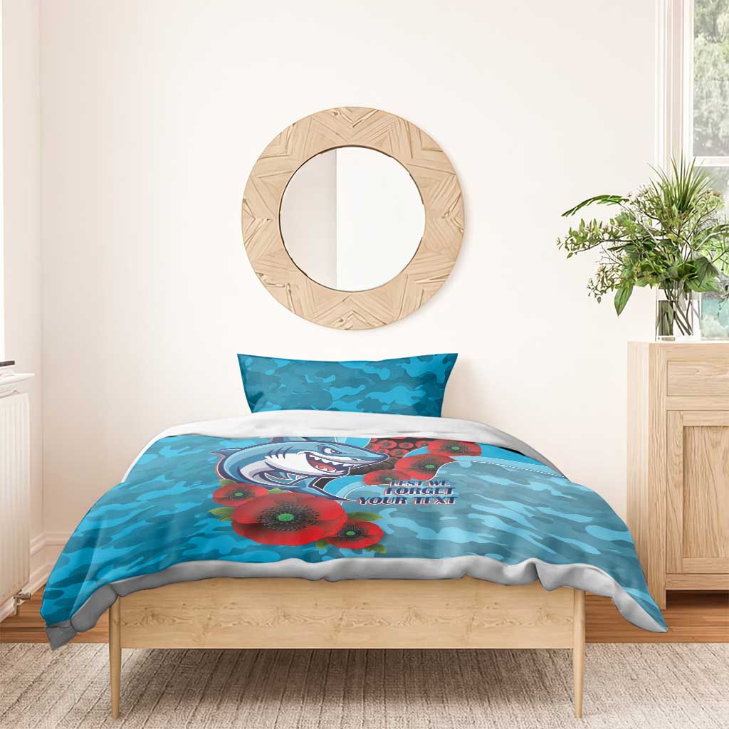 Cronulla-Sutherland Sharks ANZAC Personalised Bedding Set Lest We Forget Poppy Camo