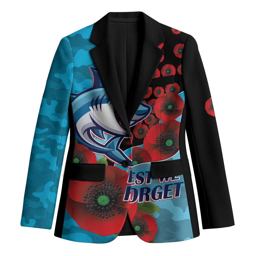 Cronulla-Sutherland Sharks ANZAC Personalised Blazer Lest We Forget Poppy Camo