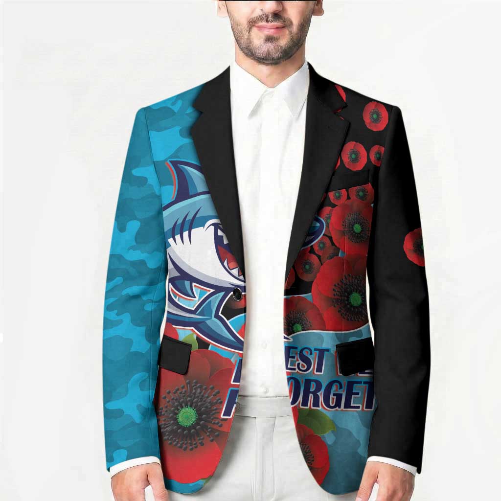 Cronulla-Sutherland Sharks ANZAC Personalised Blazer Lest We Forget Poppy Camo
