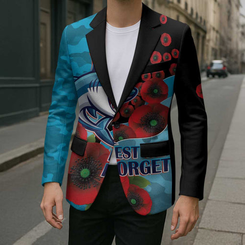 Cronulla-Sutherland Sharks ANZAC Personalised Blazer Lest We Forget Poppy Camo