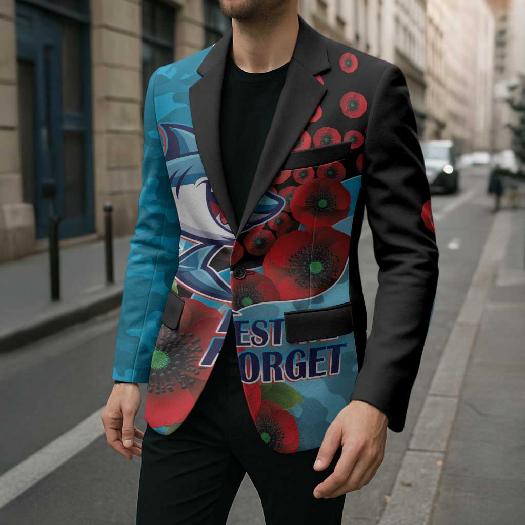 Cronulla-Sutherland Sharks ANZAC Personalised Blazer Lest We Forget Poppy Camo