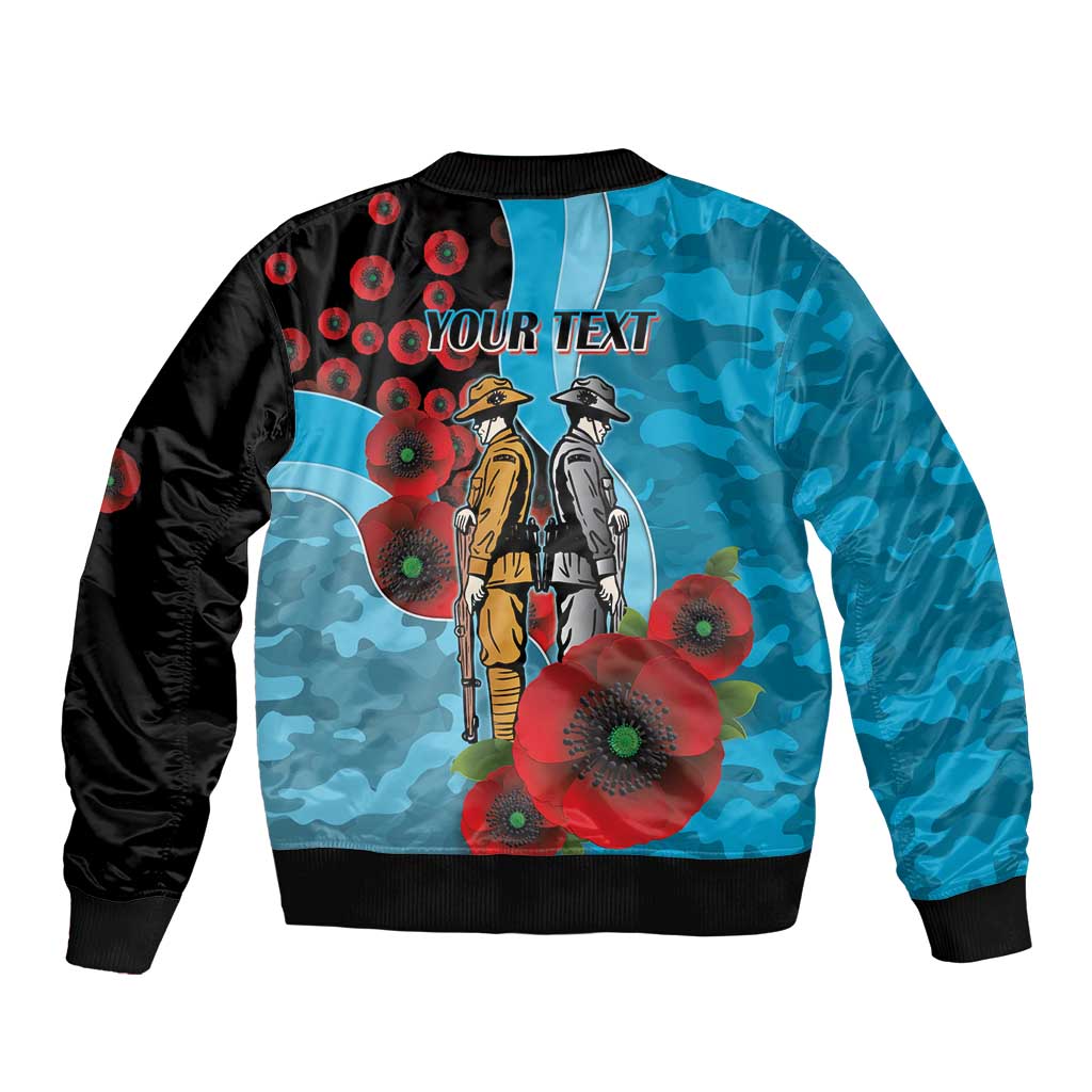 Cronulla-Sutherland Sharks ANZAC Personalised Bomber Jacket Lest We Forget Poppy Camo