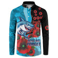 Cronulla-Sutherland Sharks ANZAC Personalised Button Sweatshirt Lest We Forget Poppy Camo