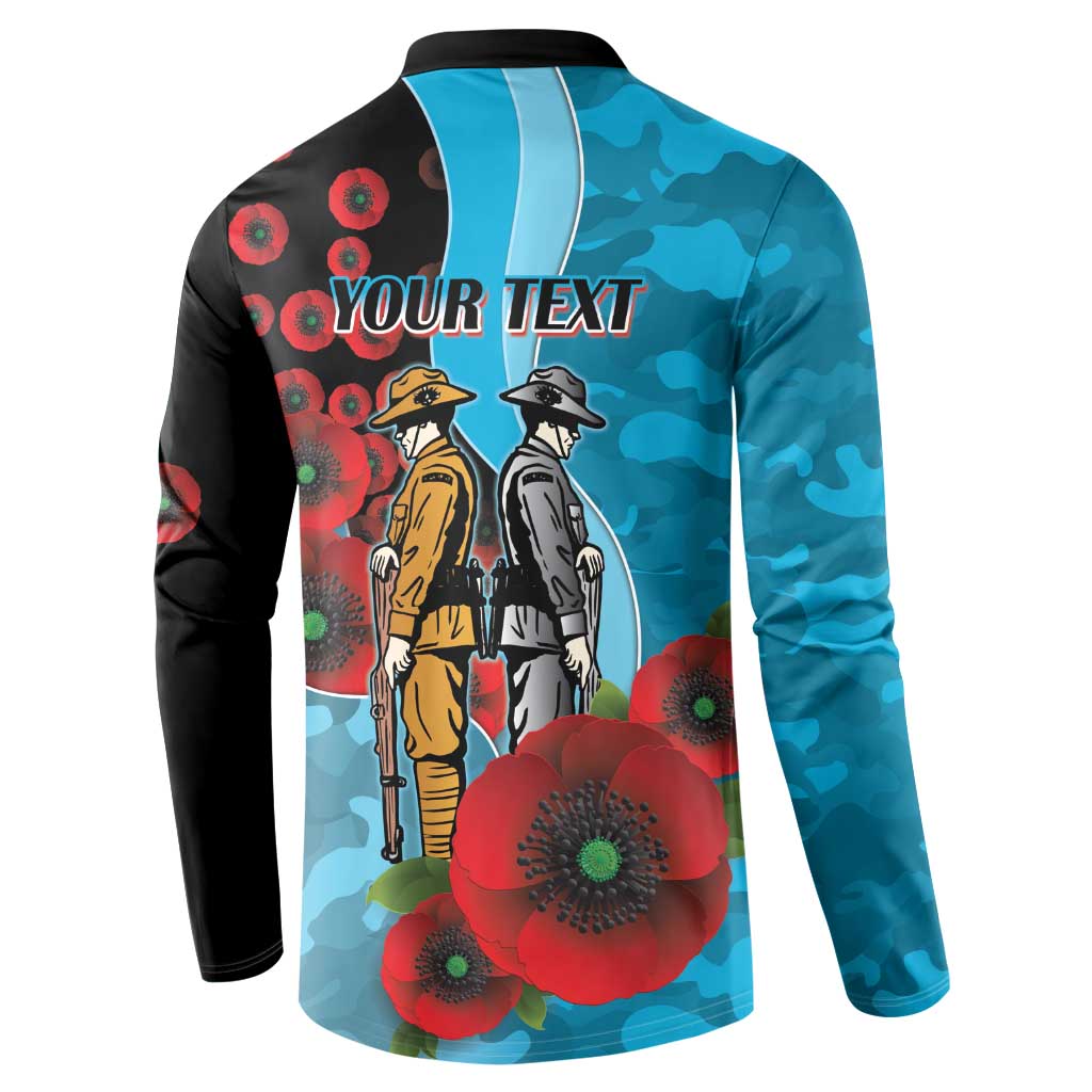 Cronulla-Sutherland Sharks ANZAC Personalised Button Sweatshirt Lest We Forget Poppy Camo