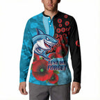 Cronulla-Sutherland Sharks ANZAC Personalised Button Sweatshirt Lest We Forget Poppy Camo