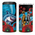 Cronulla-Sutherland Sharks ANZAC Personalised 4 in 1 Can Cooler Tumbler Lest We Forget Poppy Camo