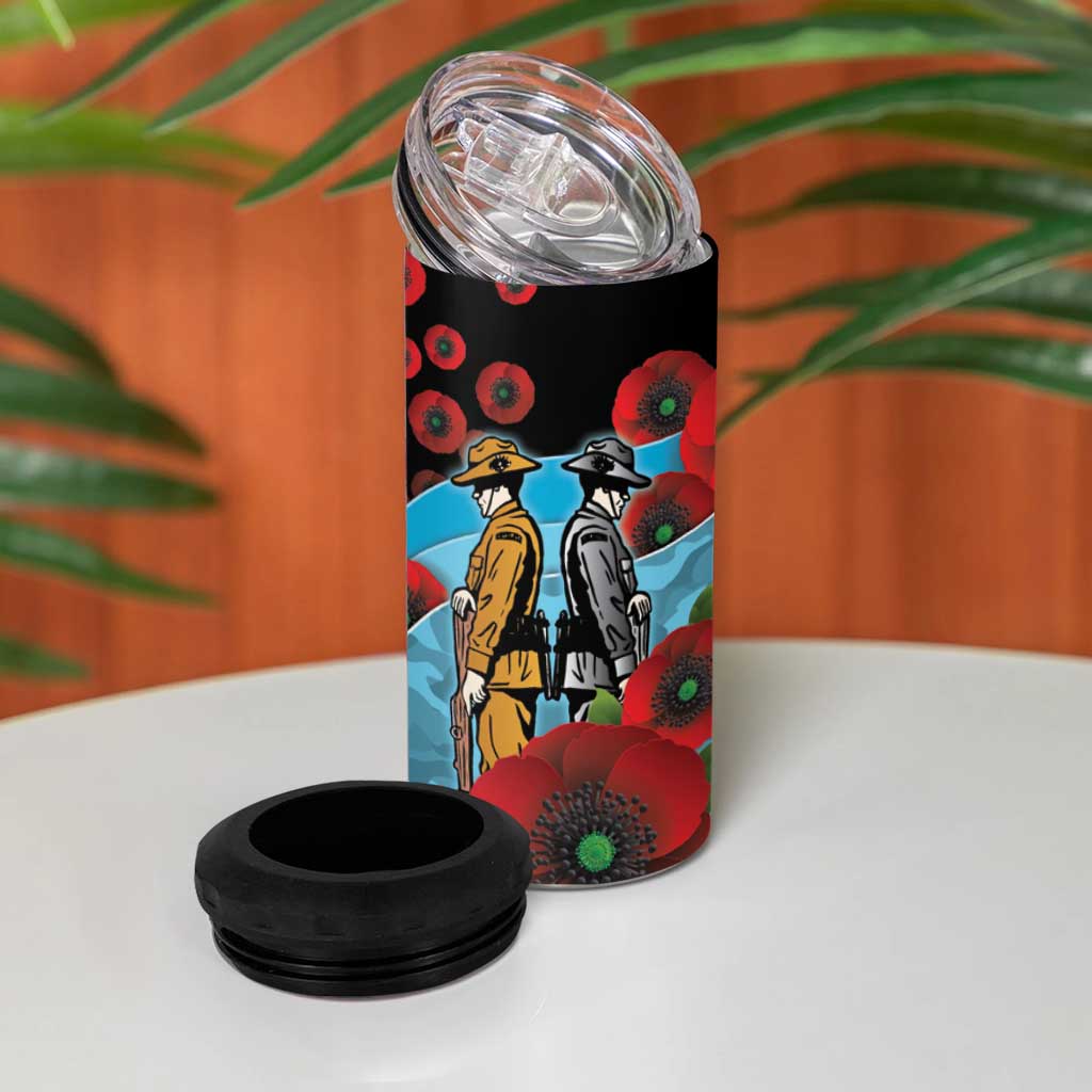 Cronulla-Sutherland Sharks ANZAC Personalised 4 in 1 Can Cooler Tumbler Lest We Forget Poppy Camo