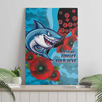 Cronulla-Sutherland Sharks ANZAC Personalised Canvas Wall Art Lest We Forget Poppy Camo