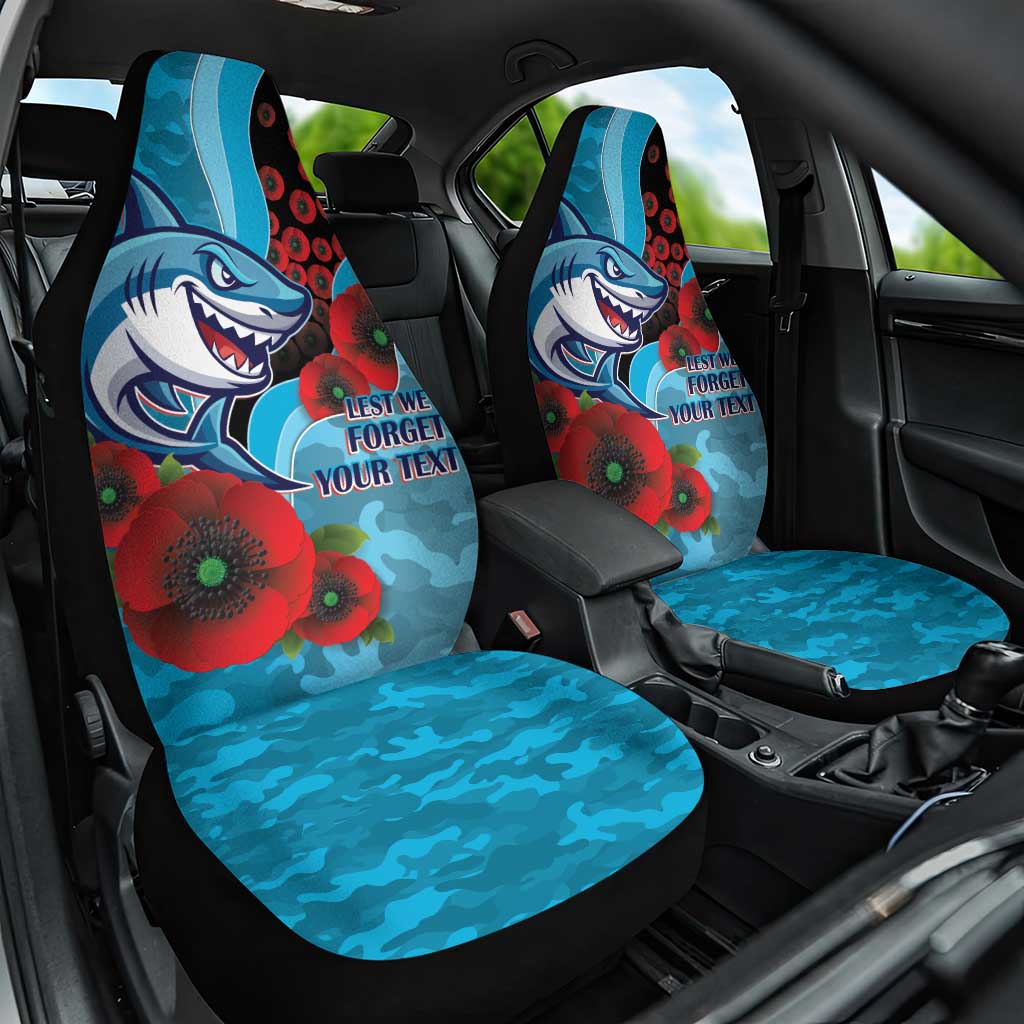 Cronulla-Sutherland Sharks ANZAC Personalised Car Seat Cover Lest We Forget Poppy Camo