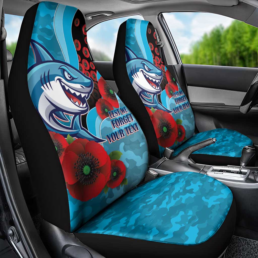 Cronulla-Sutherland Sharks ANZAC Personalised Car Seat Cover Lest We Forget Poppy Camo