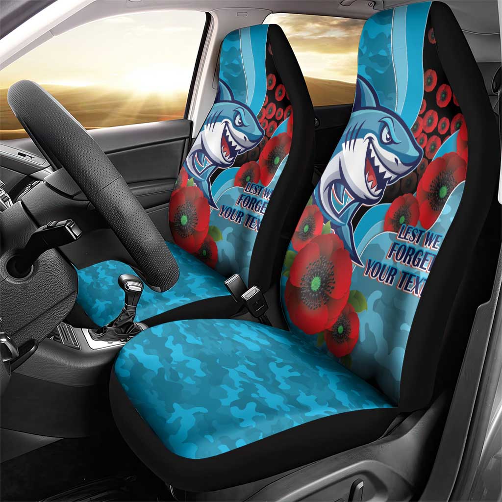 Cronulla-Sutherland Sharks ANZAC Personalised Car Seat Cover Lest We Forget Poppy Camo