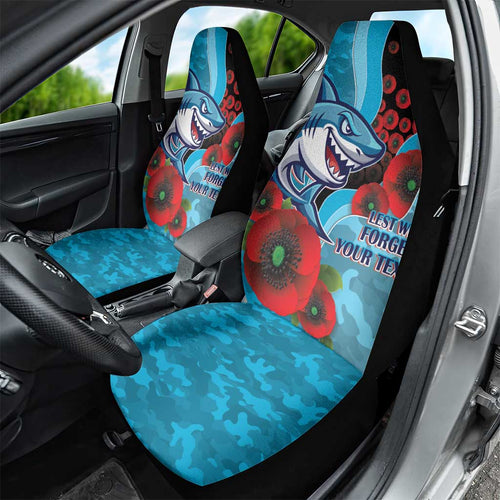 Cronulla-Sutherland Sharks ANZAC Personalised Car Seat Cover Lest We Forget Poppy Camo