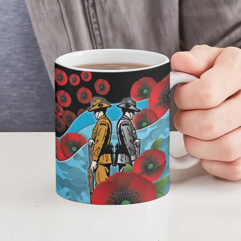 Cronulla-Sutherland Sharks ANZAC Personalised Ceramic Mug Lest We Forget Poppy Camo