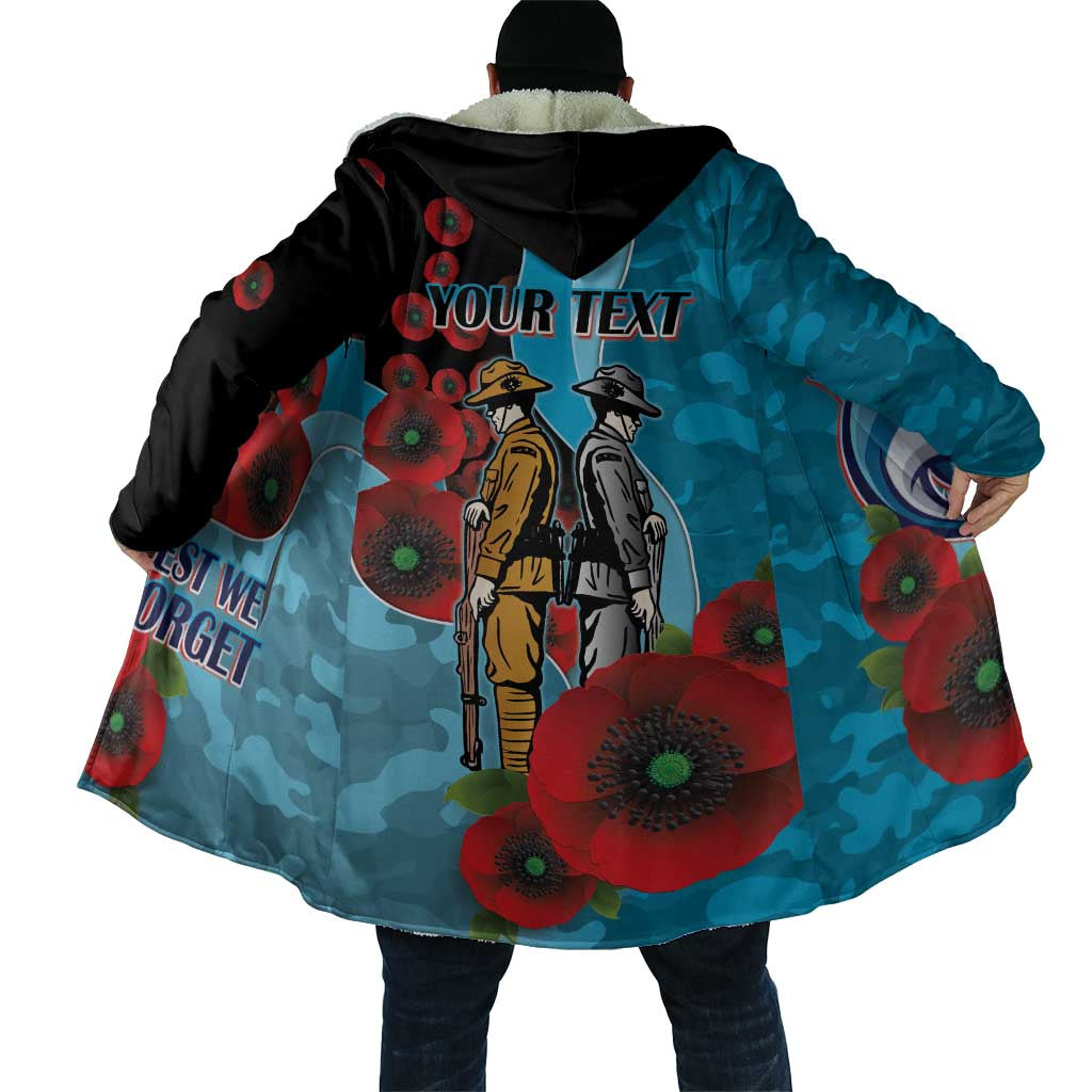 Cronulla-Sutherland Sharks ANZAC Personalised Cloak Lest We Forget Poppy Camo