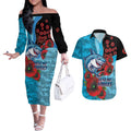 Cronulla-Sutherland Sharks ANZAC Personalised Couples Matching Off The Shoulder Long Sleeve Dress and Hawaiian Shirt Lest We Forget Poppy Camo