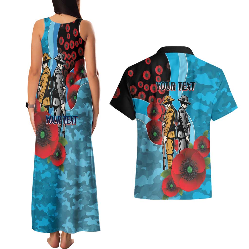 Cronulla-Sutherland Sharks ANZAC Personalised Couples Matching Tank Maxi Dress and Hawaiian Shirt Lest We Forget Poppy Camo