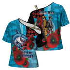 Cronulla-Sutherland Sharks ANZAC Personalised Cross Shoulder Shirt Lest We Forget Poppy Camo