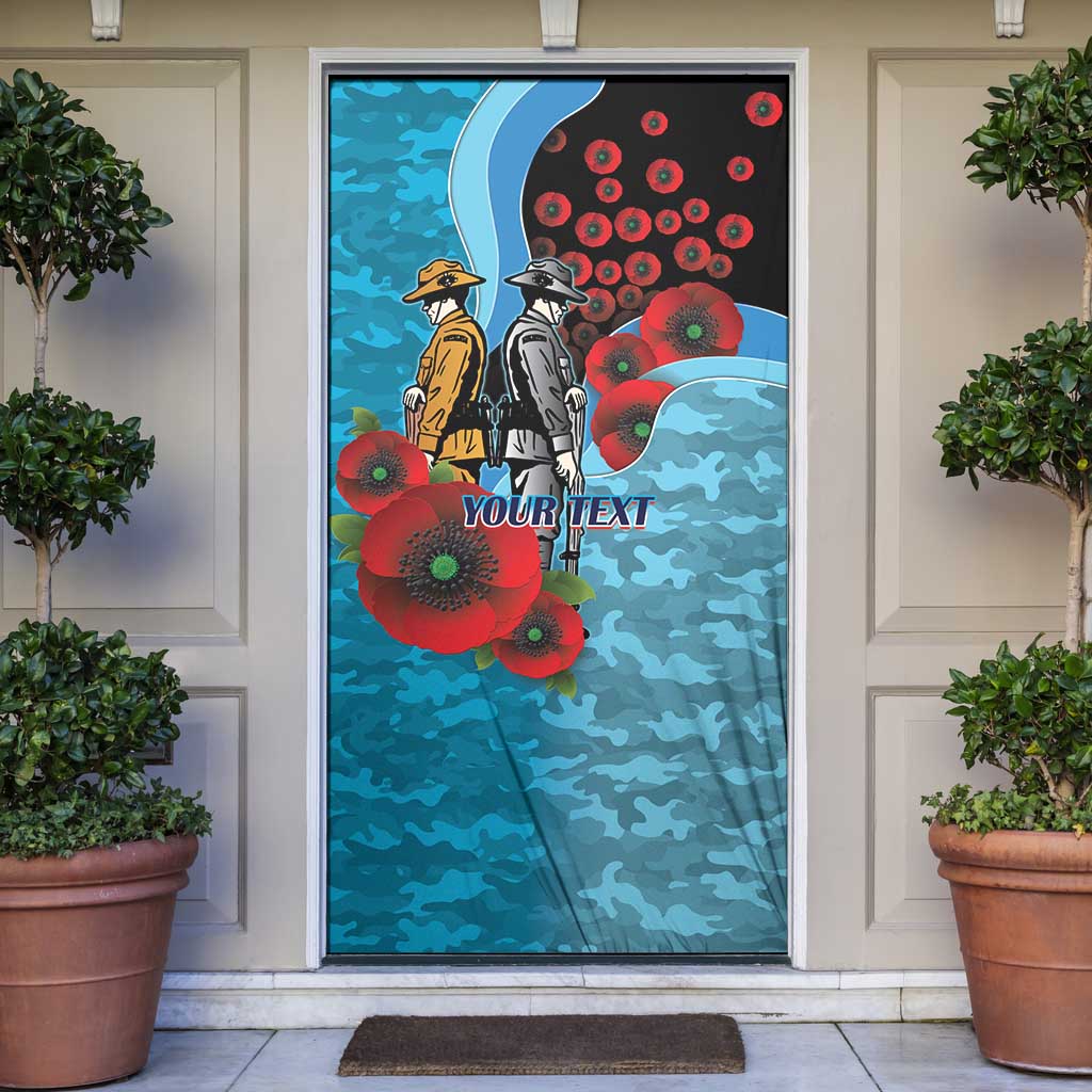 Cronulla-Sutherland Sharks ANZAC Personalised Door Cover Lest We Forget Poppy Camo
