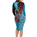 Cronulla-Sutherland Sharks ANZAC Personalised Family Matching Long Sleeve Bodycon Dress and Hawaiian Shirt Lest We Forget Poppy Camo