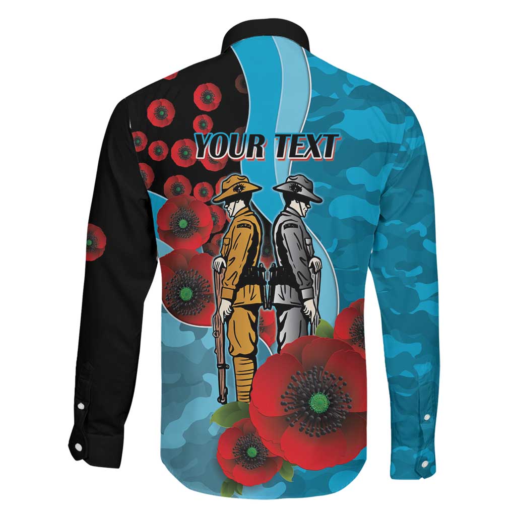 Cronulla-Sutherland Sharks ANZAC Personalised Family Matching Off The Shoulder Long Sleeve Dress and Hawaiian Shirt Lest We Forget Poppy Camo