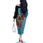 Cronulla-Sutherland Sharks ANZAC Personalised Family Matching Off The Shoulder Long Sleeve Dress and Hawaiian Shirt Lest We Forget Poppy Camo