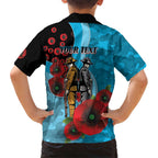 Cronulla-Sutherland Sharks ANZAC Personalised Family Matching Off Shoulder Maxi Dress and Hawaiian Shirt Lest We Forget Poppy Camo