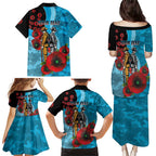 Cronulla-Sutherland Sharks ANZAC Personalised Family Matching Puletasi and Hawaiian Shirt Lest We Forget Poppy Camo