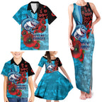 Cronulla-Sutherland Sharks ANZAC Personalised Family Matching Tank Maxi Dress and Hawaiian Shirt Lest We Forget Poppy Camo