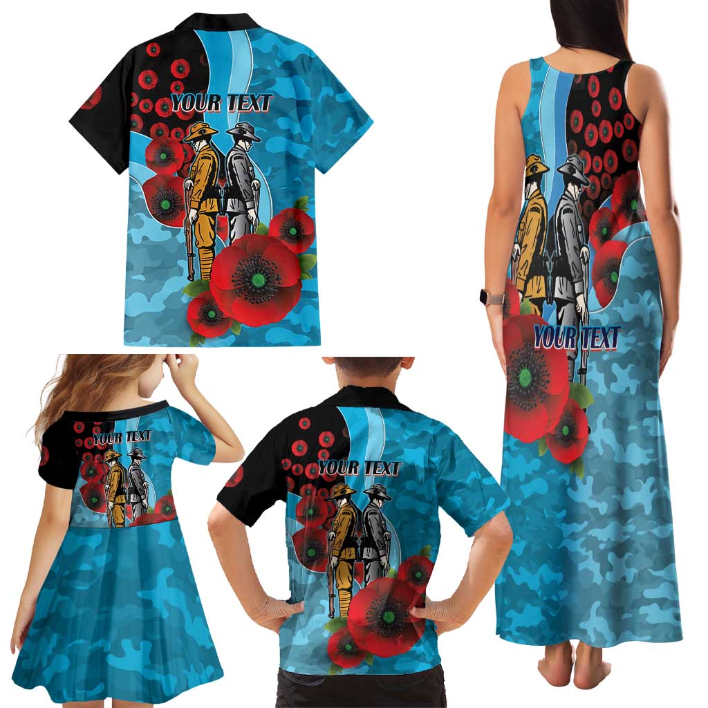 Cronulla-Sutherland Sharks ANZAC Personalised Family Matching Tank Maxi Dress and Hawaiian Shirt Lest We Forget Poppy Camo