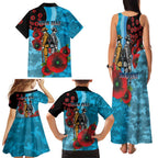 Cronulla-Sutherland Sharks ANZAC Personalised Family Matching Tank Maxi Dress and Hawaiian Shirt Lest We Forget Poppy Camo