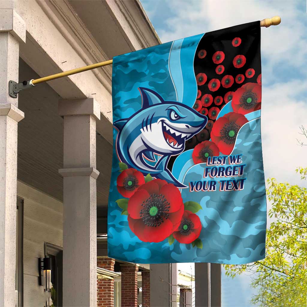 Cronulla-Sutherland Sharks ANZAC Personalised Garden Flag Lest We Forget Poppy Camo