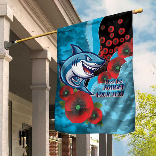 Cronulla-Sutherland Sharks ANZAC Personalised Garden Flag Lest We Forget Poppy Camo