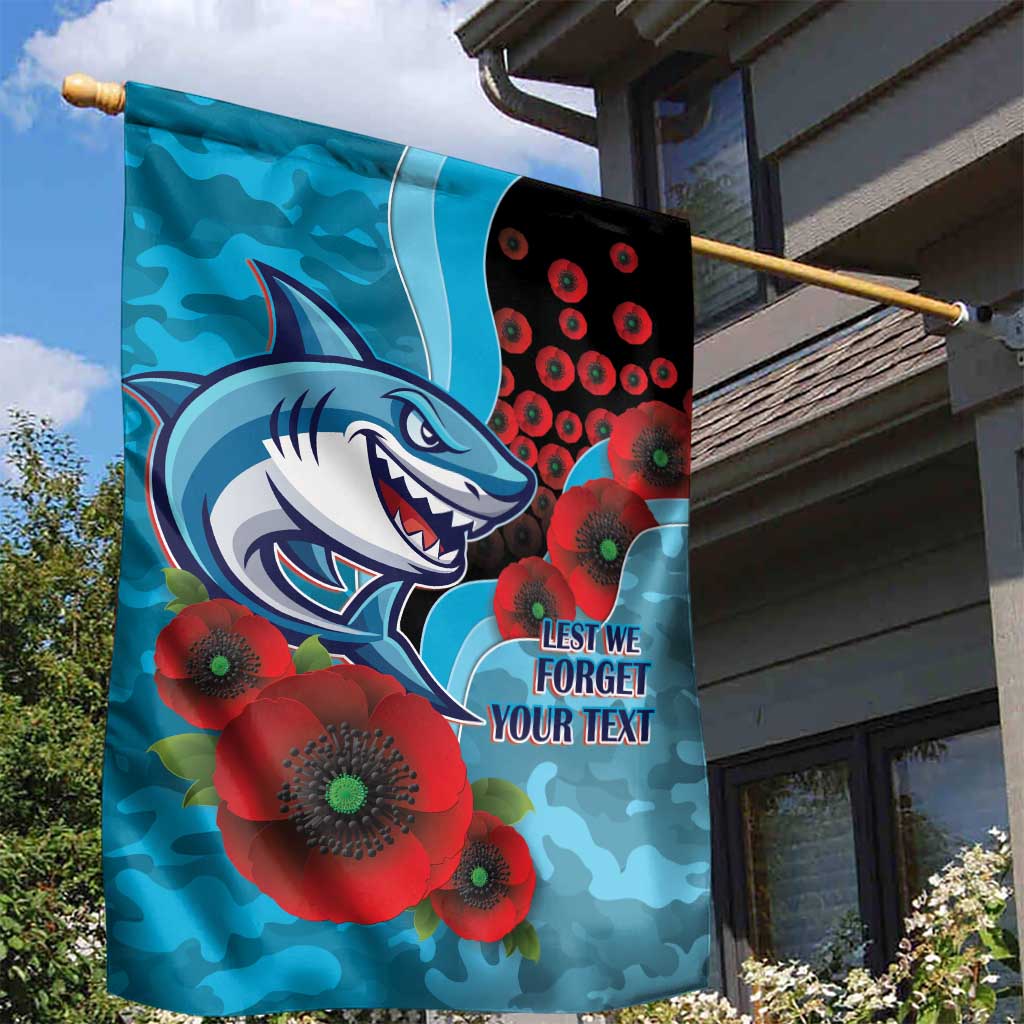 Cronulla-Sutherland Sharks ANZAC Personalised Garden Flag Lest We Forget Poppy Camo
