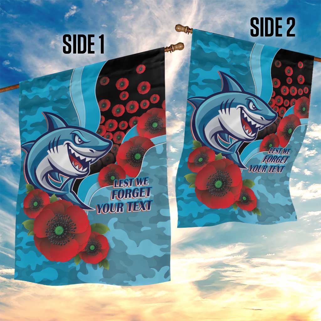 Cronulla-Sutherland Sharks ANZAC Personalised Garden Flag Lest We Forget Poppy Camo