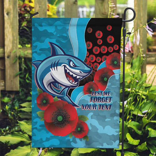 Cronulla-Sutherland Sharks ANZAC Personalised Garden Flag Lest We Forget Poppy Camo