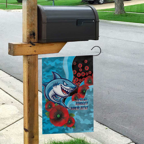 Cronulla-Sutherland Sharks ANZAC Personalised Garden Flag Lest We Forget Poppy Camo