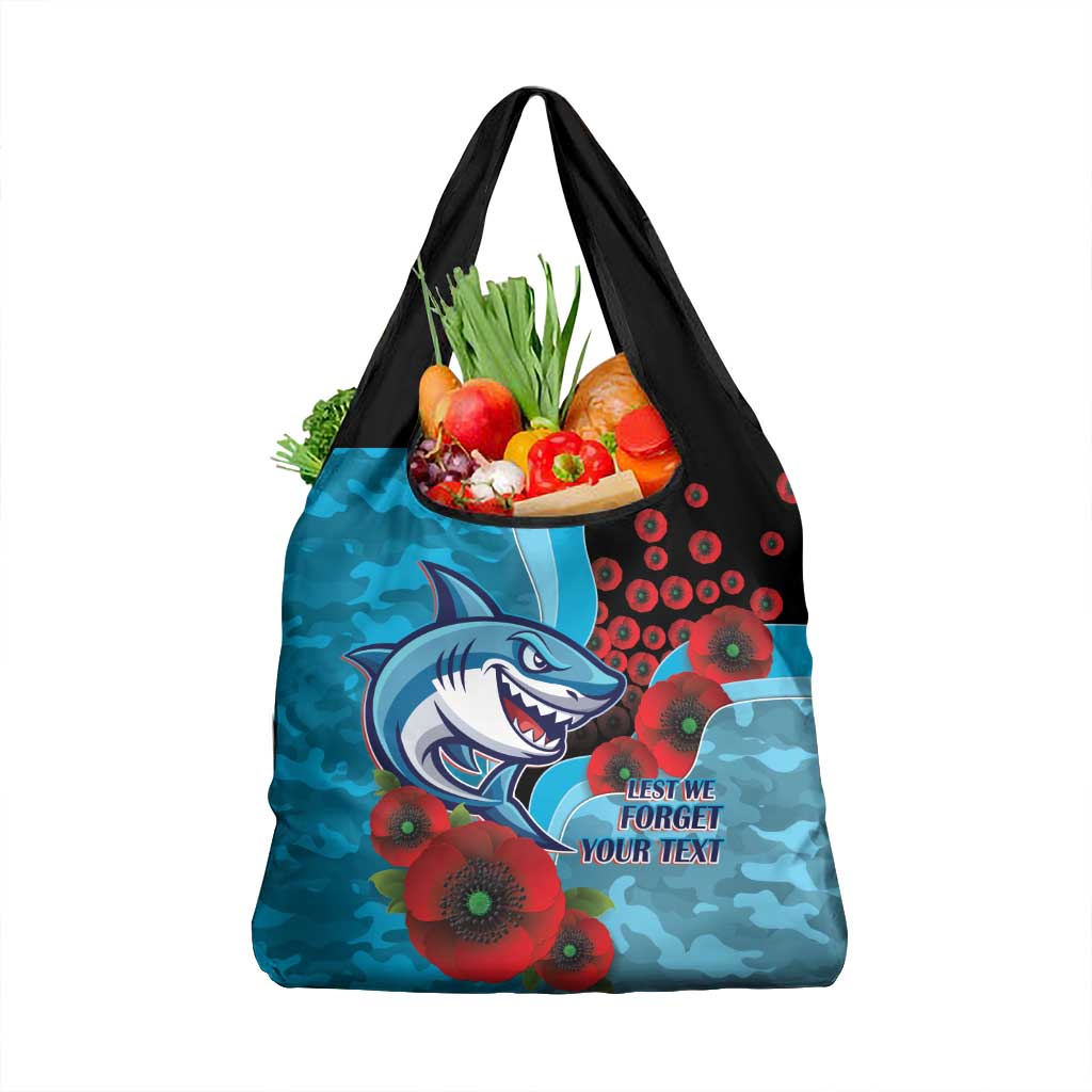 Cronulla-Sutherland Sharks ANZAC Personalised Grocery Bag Lest We Forget Poppy Camo