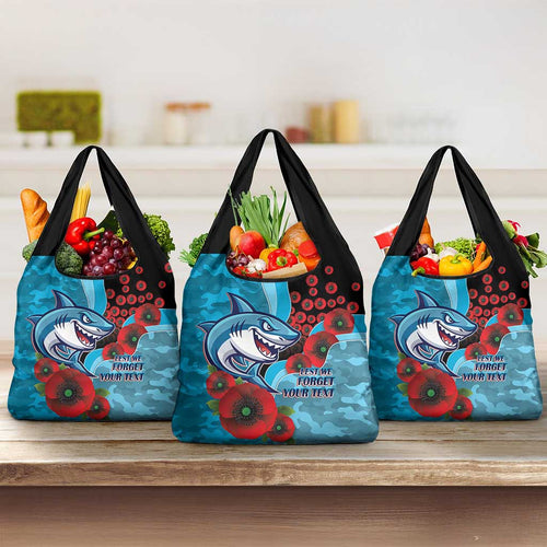 Cronulla-Sutherland Sharks ANZAC Personalised Grocery Bag Lest We Forget Poppy Camo