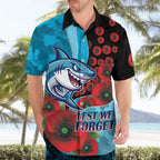Cronulla-Sutherland Sharks ANZAC Personalised Hawaiian Shirt Lest We Forget Poppy Camo