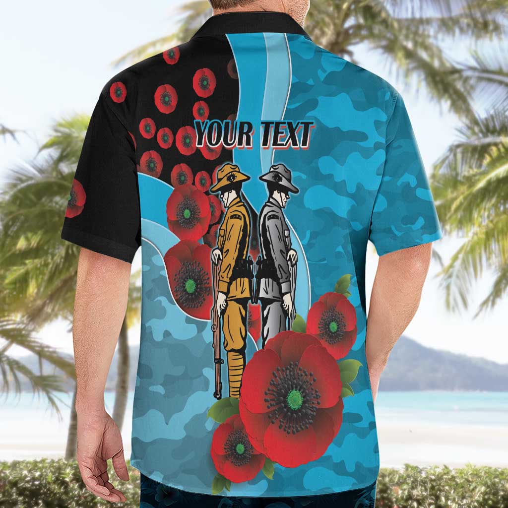 Cronulla-Sutherland Sharks ANZAC Personalised Hawaiian Shirt Lest We Forget Poppy Camo