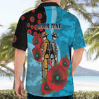 Cronulla-Sutherland Sharks ANZAC Personalised Hawaiian Shirt Lest We Forget Poppy Camo