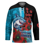 Cronulla-Sutherland Sharks ANZAC Personalised Hockey Jersey Lest We Forget Poppy Camo