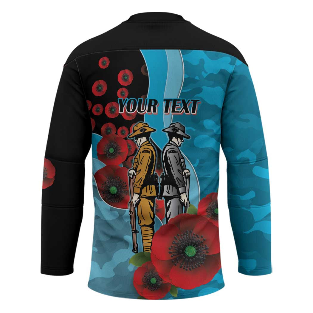 Cronulla-Sutherland Sharks ANZAC Personalised Hockey Jersey Lest We Forget Poppy Camo
